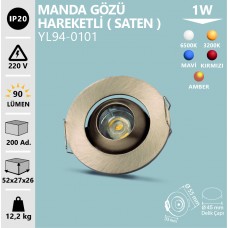 1W MANDA GÖZÜ HAREKETLİ BEYAZ GÜNIŞIĞI MAVİ KIRMIZI AMBER